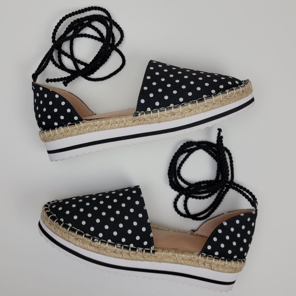New J. Lo Larenn Platform Espadrille Slip On Sandal Lace Up 9